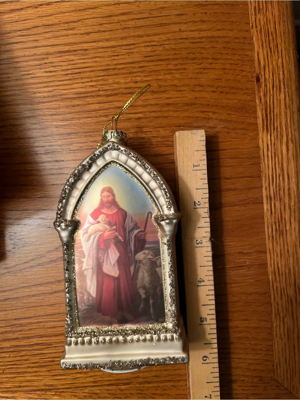 Religious Ornament with Jesus and Lamb